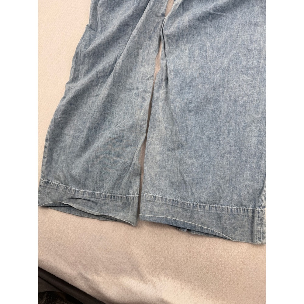 We The Free Breezy Pull On Pants Blue Denim Elastic Waist Boho Resort Women Med - Picture 10 of 11